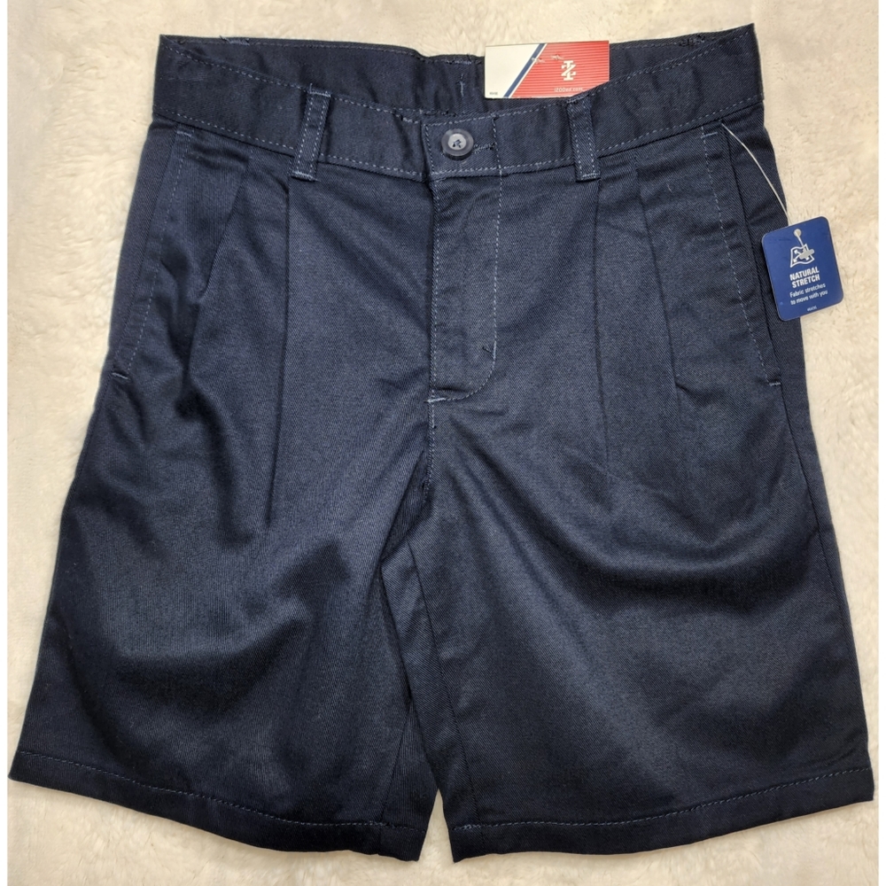 IZOD Pleated Shorts, Size 6, Navy, Adjustable Waistband, Dress Shorts, Uniform